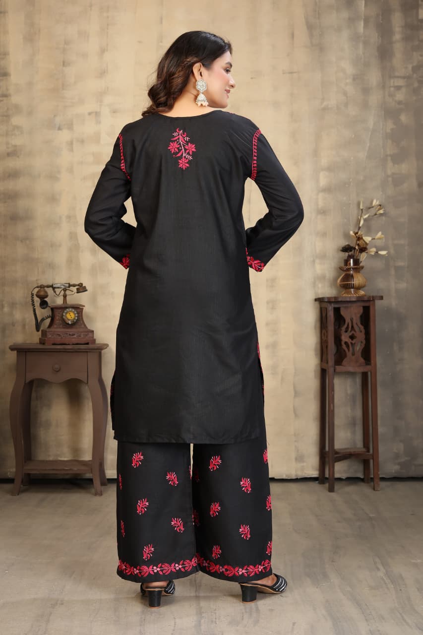 New Concept Of Colour Full Chikankari kurti With Pant