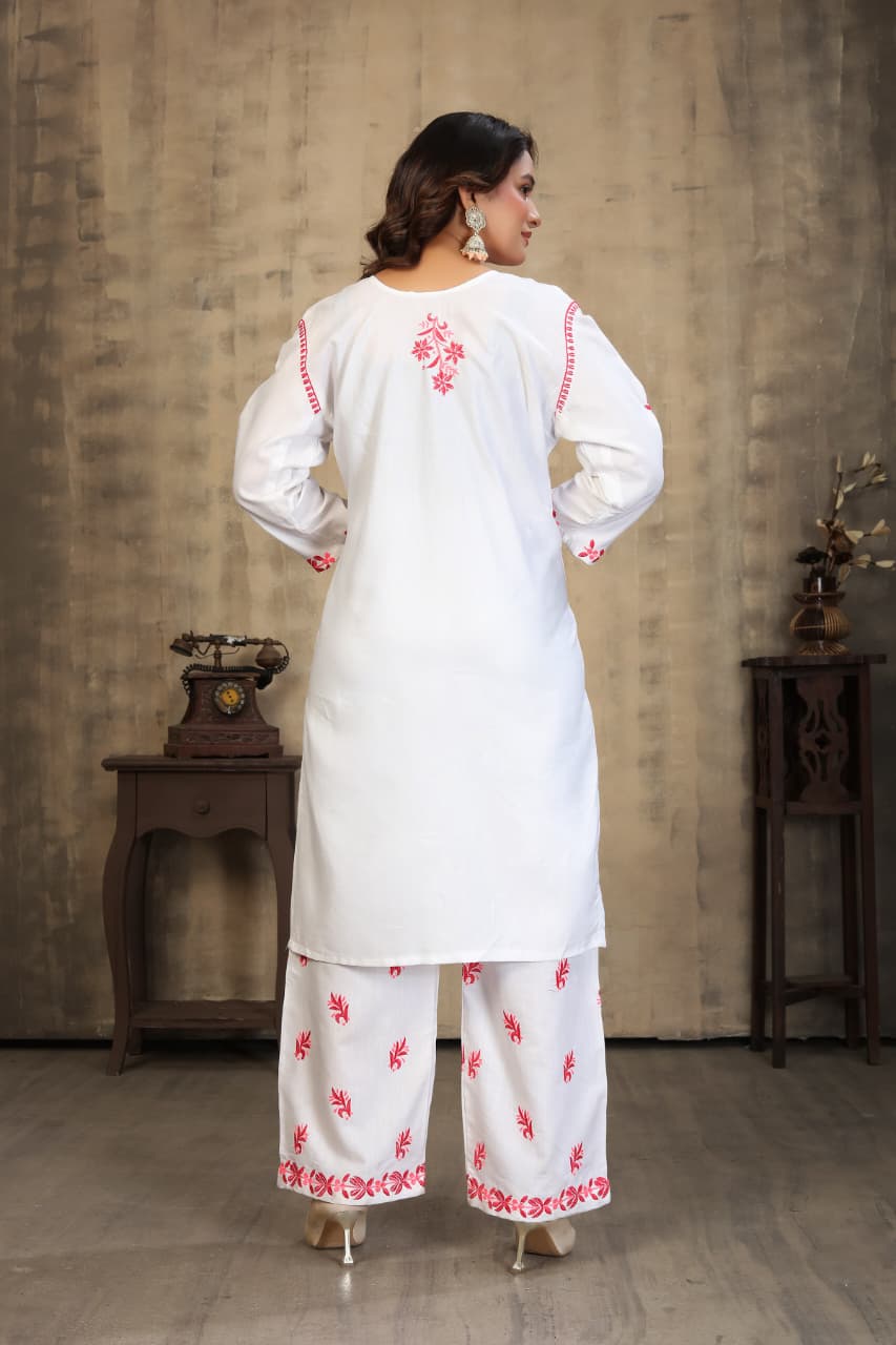 New Concept Of Colour Full Chikankari kurti With Pant