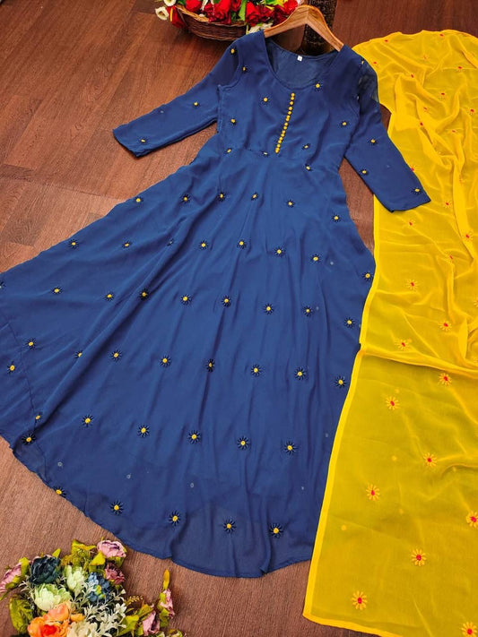 AE2025AN ANARKALI  GOWN WITH DUPATTA